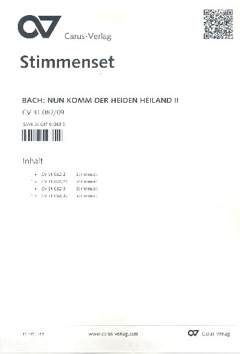 Nun komm der Heiden Heiland Nr.2 Kantate Nr.62 BWV62