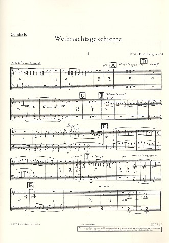 Weihnachtsgeschichte op. 54 für gemischten Chor (SATB) mit Soli (STB) und Streichorchester, Flöte