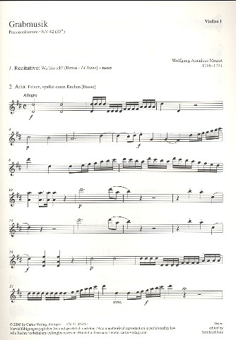 Grabmusik KV42 (KV35a) für Soli, gem Chor und Orchester