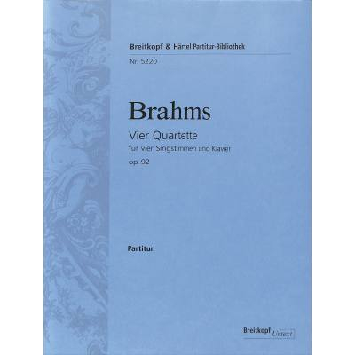Chorpartitur 4 Quartette op 92 - Antiquariat