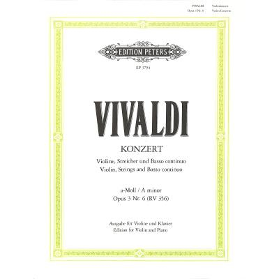 Partitur und Solostimme Concerto Grosso a-moll op.3/6 RV 356 F 1/176 T 411 PV 1