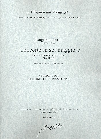 Concerto in sol maggiore GerB480 für Violoncello, Streicher und Bc für Violoncello und Klavier