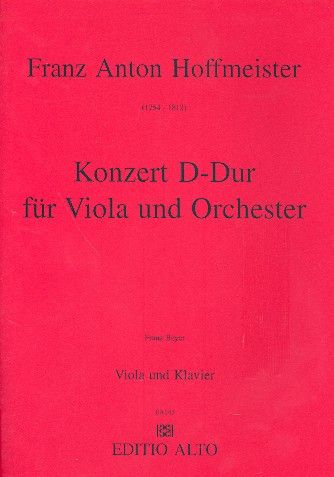 Konzert D-Dur für Viola und Orchester für Viola und Klavier