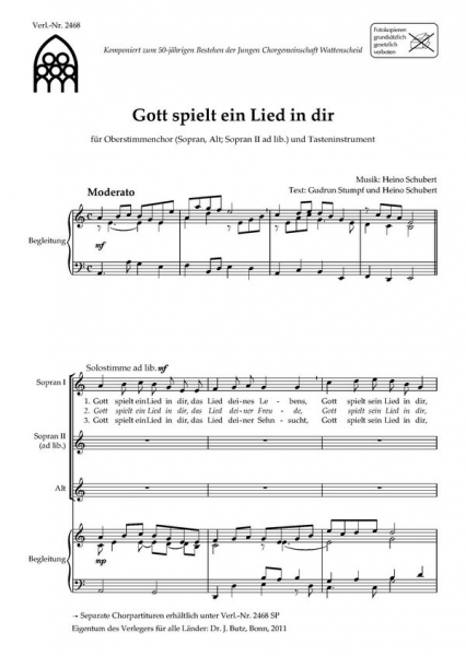 Gott spielt ein Lied mit dir für Frauenchor und Tasteninstrument