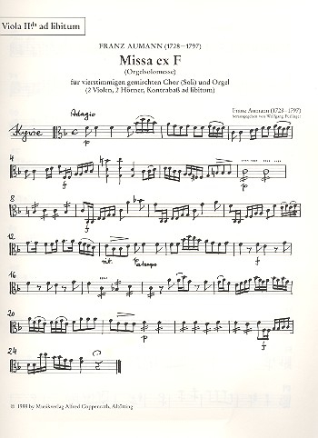 Aumann, Franz Josef Missa ex F für gem Chor und Orgel (Instrumente ad lib)