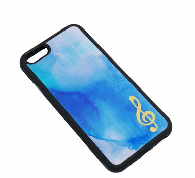 Handyhülle iPhone 6 Backcover Violinschlüssel golden/blau