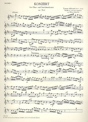 Concerto D-Dur op.7,6 für Oboe und Streichorchester