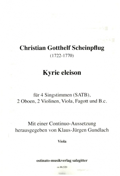 Kyrie Eleison für 4 Singstimmen, 2 Oboen, 2 Violinen, Viola, Fagott und Bc