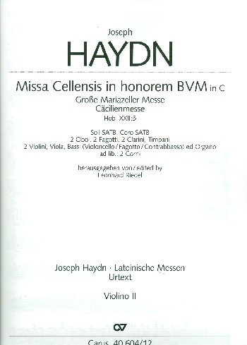 Große Mariazeller Messe C-Dur Hob.XXII:5 für Soli, gem Chor und Orchester