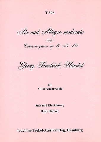 Air und Allegro aus Concerto grosso op.6,10 für 4 Gitarren (Ensemble) (Kontrabass ad lib)