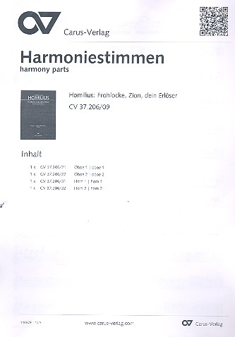 Frohlocke Zion dein Erlöser HoWVII.5 für Soli, gem Chor und Instrumente