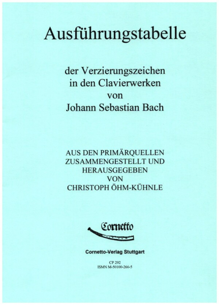 Ausführungstabelle der Verzierungszeichen in den Clavierwerken von Johann Sebastian Bach