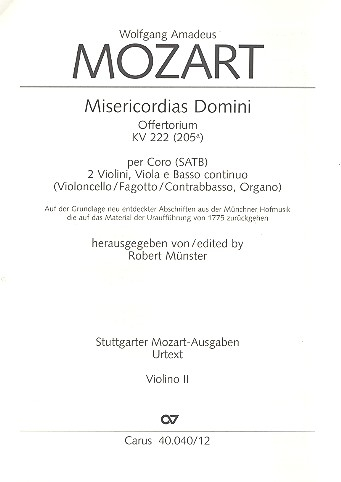 Misericordias Domini KV222 Offertorium für gem Chor und