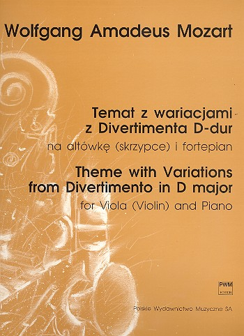 Theme with variations from divertimento D major for viola (violin) and piano