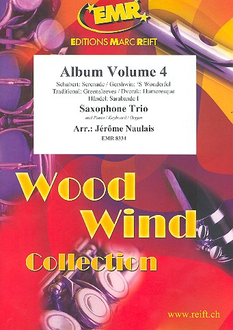 Album vol.4 for 3 saxophones and piano (keyboard/organ) (percussion ad lib)