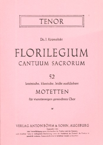 Florilegium cantuum sacrorum - 52 lateinische Motetten für gem Chor