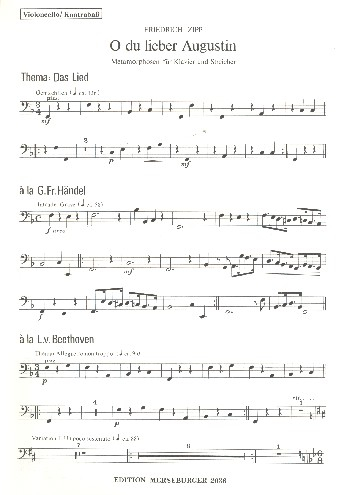 O du lieber Augustin für Klavier und Streichquartett (Streichorchester) (Kontrabass ad lib)