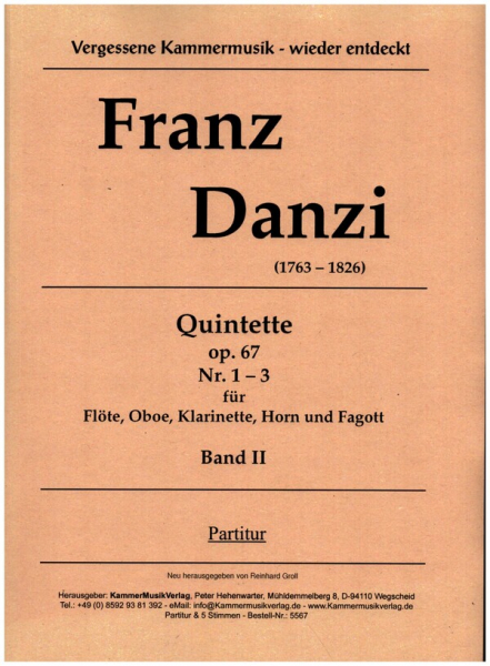 3 Bläserquintette op.67 Nr. 4 - 6 Flöte, Oboe, Klarinette(B), Horn(F) und Fagott