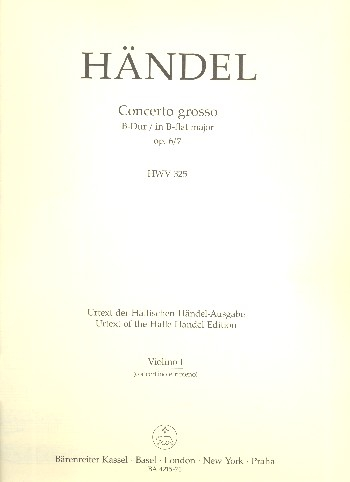 Concerto grosso B-Dur op.6,7 HWV325 für Orchester