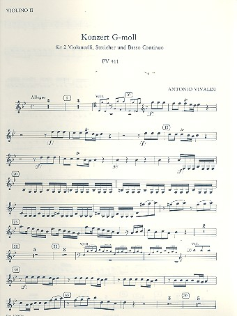 Konzert g-Moll PV411 für 2 Violoncelli, Streicher und Bc