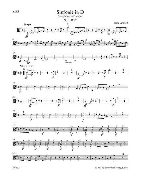 Sinfonie D-Dur Nr.1 D82 für Orchester