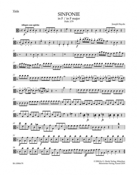 Sinfonie F-Dur Hob.I:79 für Orchester