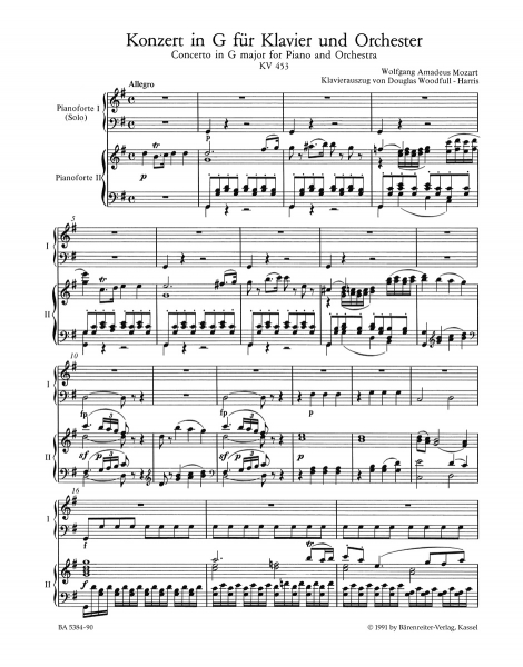 Klavierauszug Konzert 17 g-Dur KV 453