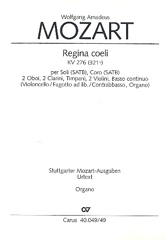 Regina coeli KV276 für Soli (SATB), Chor und Orchester