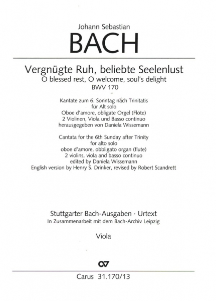 Vergnügte Ruh, beliebte Seelenlust Kantate Nr.170 BWV170