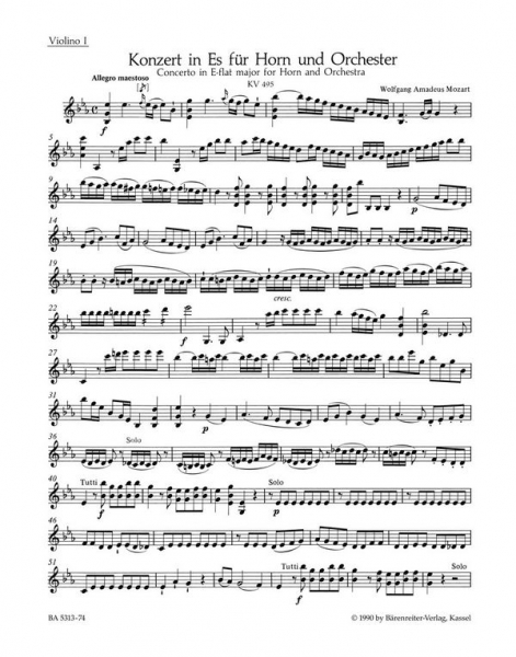Konzert Es-Dur Nr.4 KV495 für Horn und Orchester