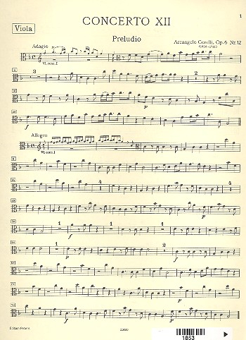 Concerto grosso F-Dur op.6,12 für 2 Violinen, Violoncello und Orchester