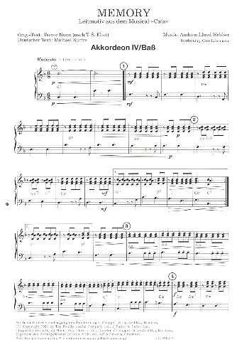 Memory - Leitmotiv aus dem Musical &quot;Cats&quot; für Akkordeonorchester