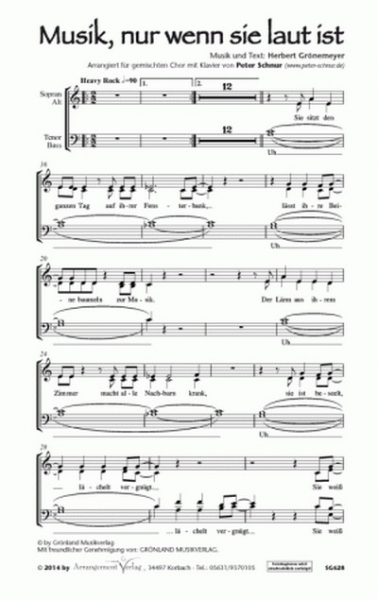 Musik, nur wenn sie laut ist für gem Chor und Klavier