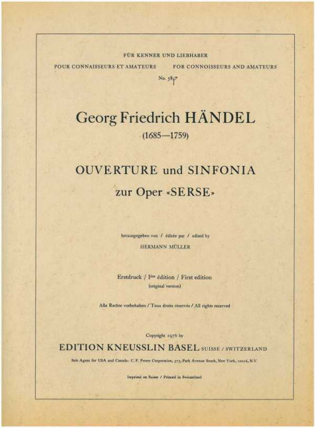 Ouvertüre und Sinfonia zur Oper Xerxes für Streichorchester (Bläser ad lib)