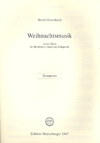 Weihnachtsmusik für Blechbläser, Orgel und Schlagwerk
