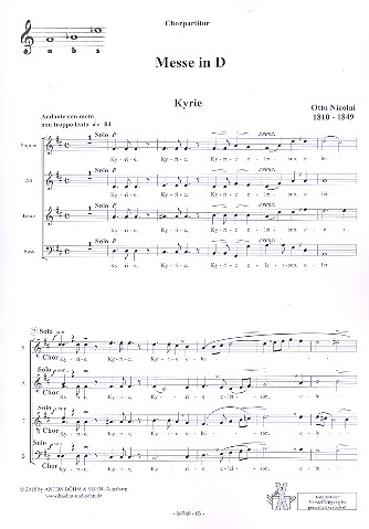 Messe D-Dur für Soli, gem Chor und Orchester