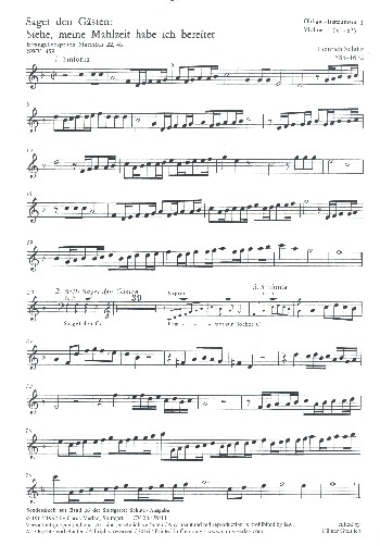 Saget den Gästen siehe meine Mahlzeit habe ich bereitet SWV459 für gem Chor und Instrumente