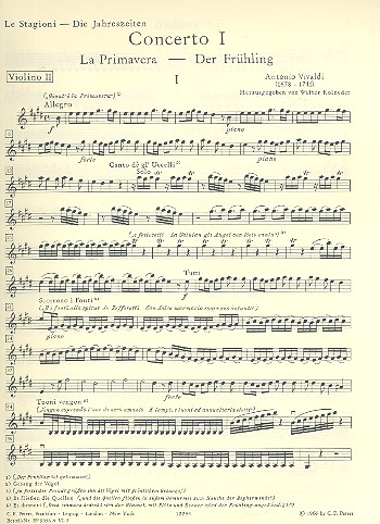 Konzert E-Dur RV269 op.8,1 &#039;Der Frühling&#039; für Violine und Streicher