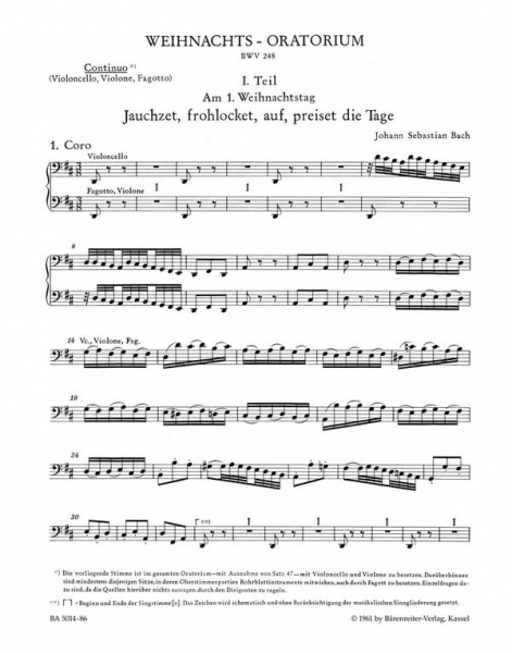 Weihnachtsoratorium BWV248 für Soli, Chor und Orchester
