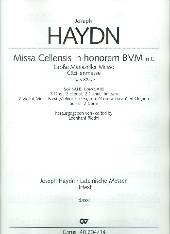 Große Mariazeller Messe C-Dur Hob.XXII:5 für Soli, gem Chor und Orchester
