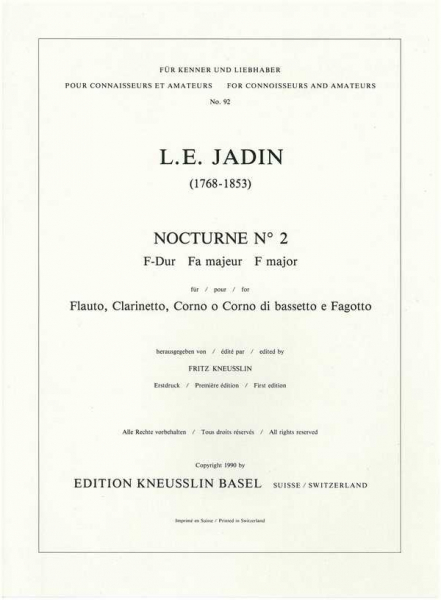 Nocturne F-Dur Nr.2 für Flöte, Klarinette, Horn (Bassetthorn) und Fagott