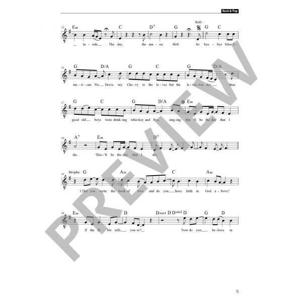 Songbook für Gitarre Rock & Pop Gitarren-Songbook