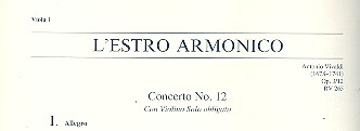 Konzert E-Dur L'Estro Armonico op.3,12 RV265 für Violine, Streicher und Bc