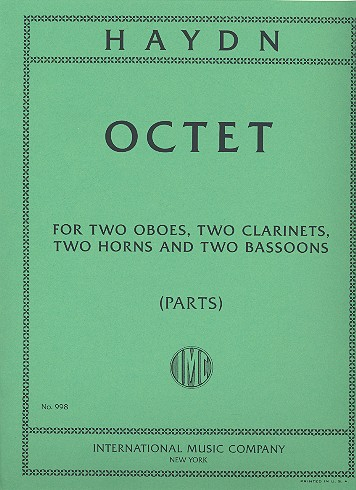 Octet F major for 2 oboes, 2 clarinets, 2 horns and 2 bassoons