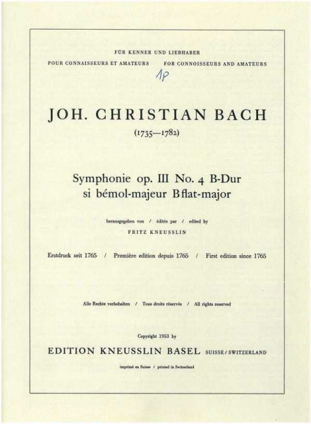 Sinfonie B-Dur op.3,4 für Kammerorchester