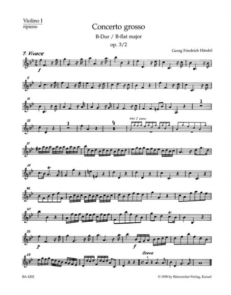 Concerto grosso B-Dur op.3,2 HWV313 für Orchester