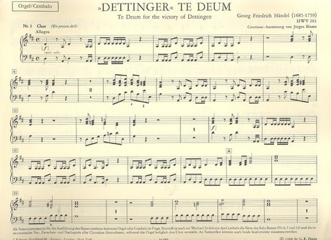 Dettinger Te Deum HWV283 für Soli, Chor und Orchester