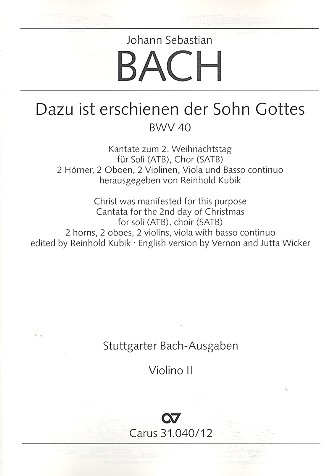 Dazu ist erschienen der Sohn Gottes Kantate Nr.40 BWV40
