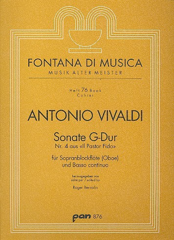Sonate G-Dur Nr.4 für Sopranblockflöte (Oboe) und Bc