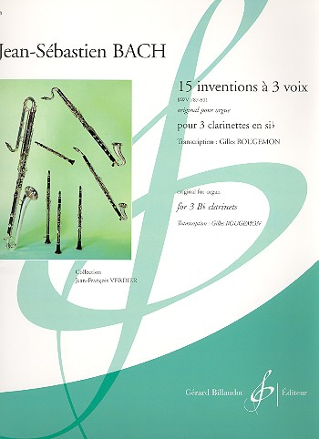 15 inventions à 3 voix BWV787-801 pour 3 clarinettes en sib